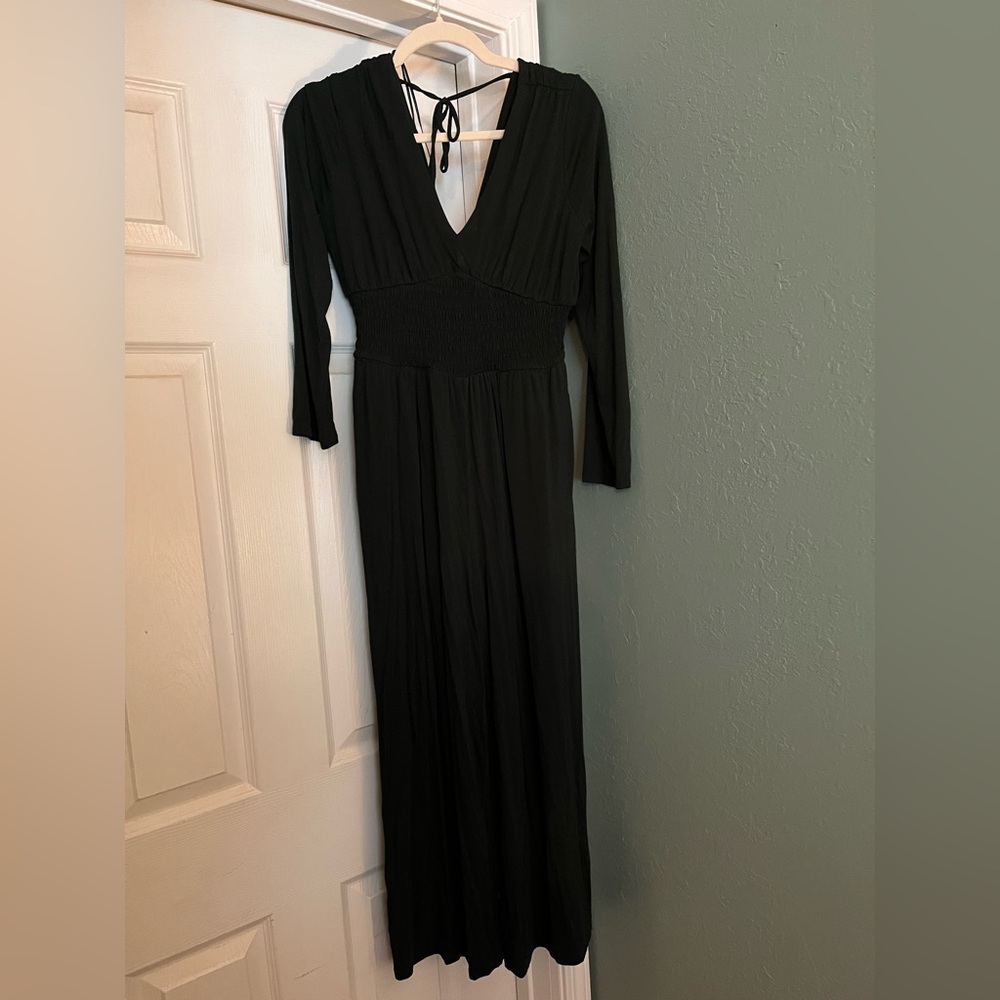 Waist-Defined V-Neck Jumpsuit